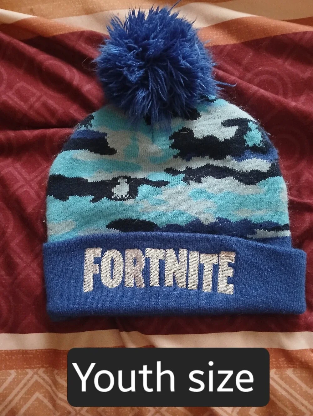 Fortnite Youth Pom Beanie - Blue Camo